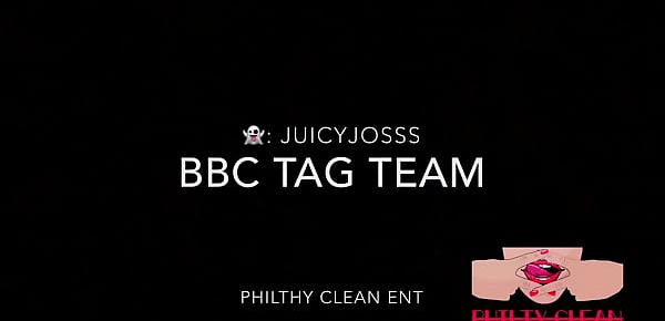  BBC Tag Team White Pawg Juicy Joss In Spitroast Sloppy Blow Job Training